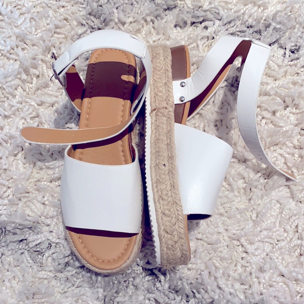 White Sandal Strappy Wedges